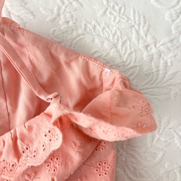 Lulus Lovely Weather Pink Embroidered Bustier Midi Dress with Pockets Small - Picture 6 of 8
